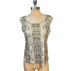 Chicos Travelers Shimmer Snake Print Tank Top Fatique NWT sz 1 Medium